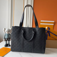 Black Embossed Monogram Leather