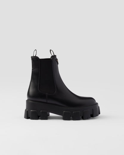 Monolith brushed leather booties